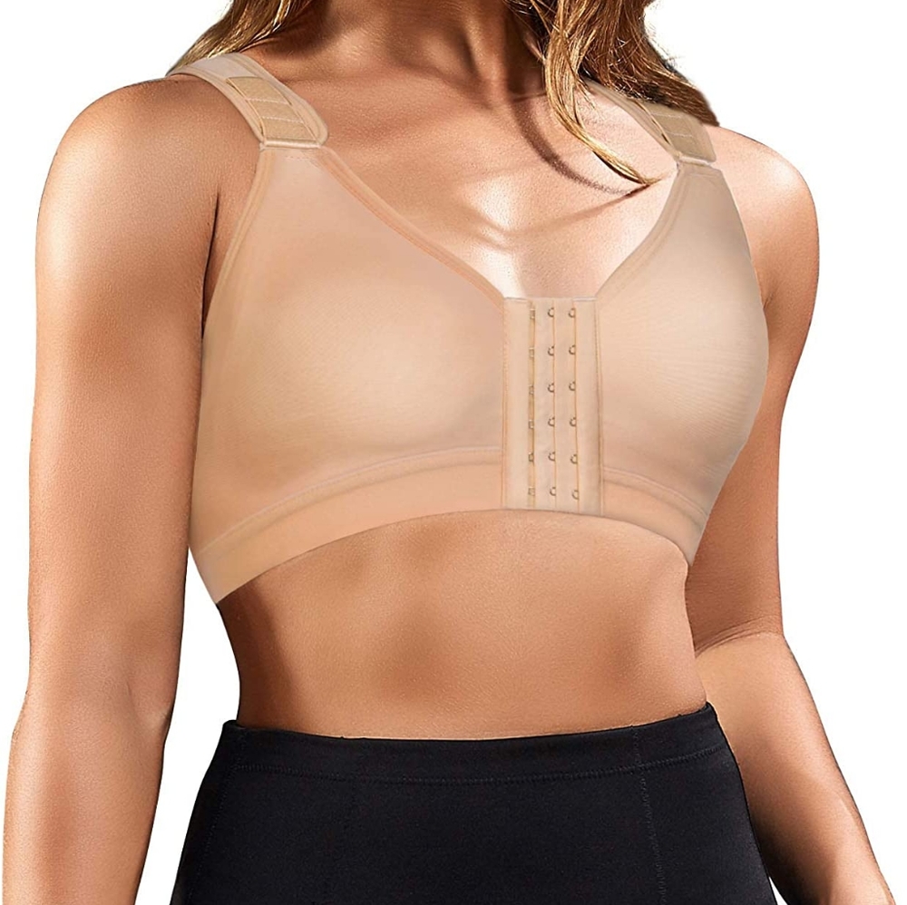 NEBILITY Amazon Sports Bra Post Surgery Nude Beige Criss cross Size M